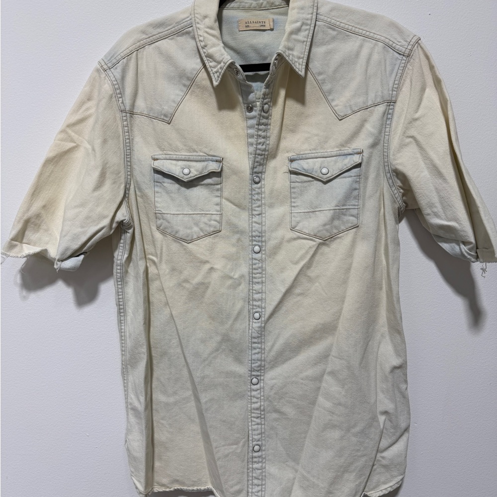 All Saints Light Beige Casual Button Down Shirt